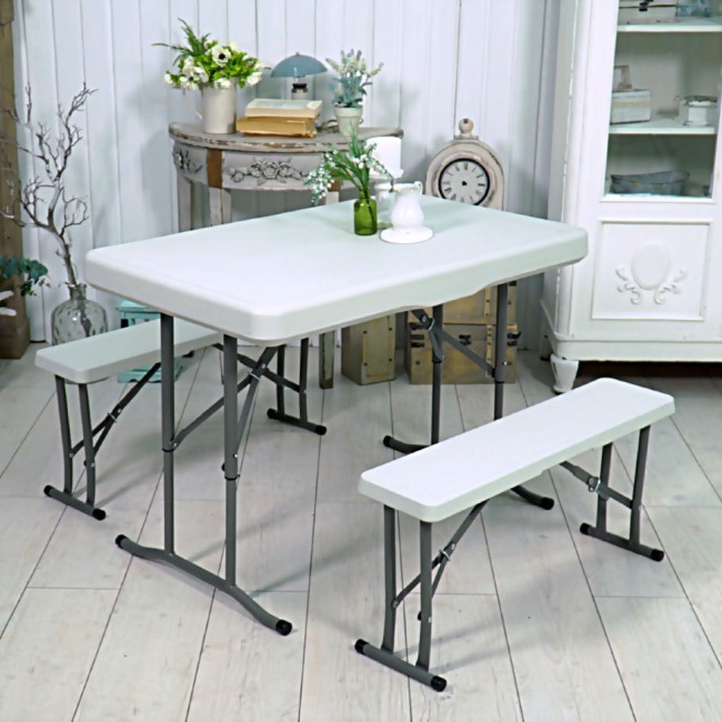 Набор: стол складной и 2 складные скамьи В113 (15015)