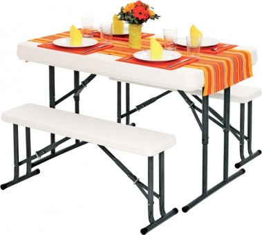 Набор: стол складной и 2 складные скамьи В113 (15015)