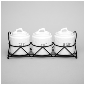 Набор банок для сыпучих продуктов коллекция "kitchen" на подставке 3 шт. 9*11 см Lefard (157-242)
