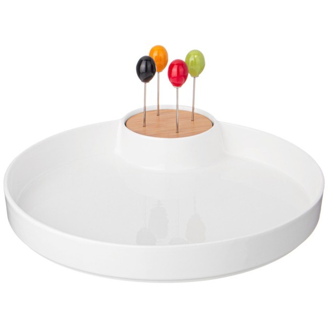 Менажница lefard "native" 2 секции 32*28*3,5 см, 4 вилочки Lefard (474-211)