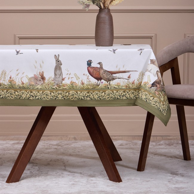 Скатерть "охота"110х140см ,100% хлопок,зеленый,твил, пропитка Lefard (850-751-20) Скатерть "охота"110х140см ,100% хлопок,зеленый,твил, пропитка Lefard (850-751-20)