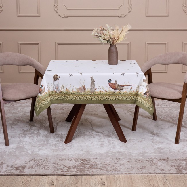Скатерть "охота"110х140см ,100% хлопок,зеленый,твил, пропитка Lefard (850-751-20) Скатерть "охота"110х140см ,100% хлопок,зеленый,твил, пропитка Lefard (850-751-20)