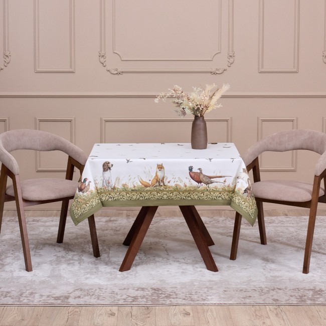 Скатерть "охота"110х140см ,100% хлопок,зеленый,твил, пропитка Lefard (850-751-20) Скатерть "охота"110х140см ,100% хлопок,зеленый,твил, пропитка Lefard (850-751-20)