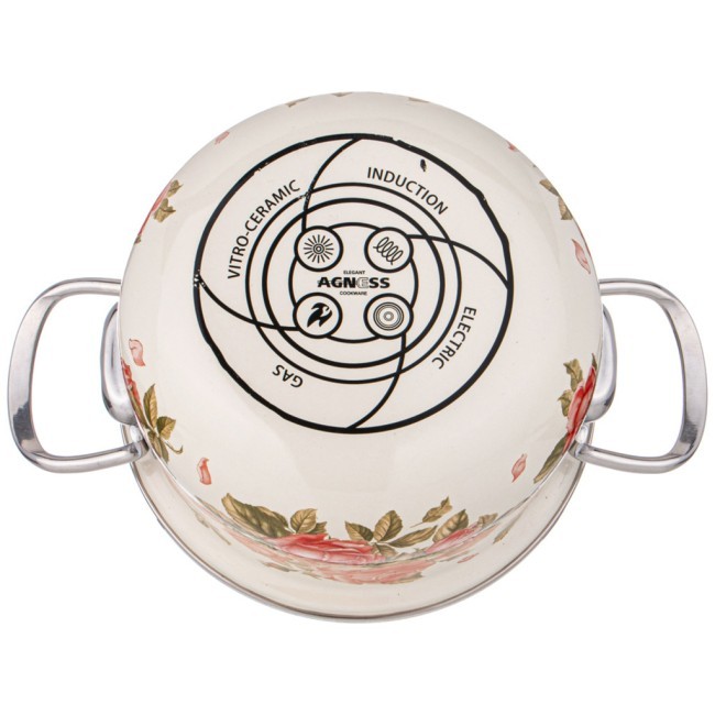 Набор кастрюль agness эмалированных серия "корейская роза", 6пр. 2,0/2,8/3,6л,18х11/20х12/22х13см Agness (934-717) Набор кастрюль agness эмалированных серия "корейская роза", 6пр. 2,0/2,8/3,6л,18х11/20х12/22х13см Agness (934-717)