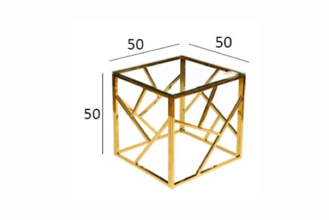 Стол журнальный прозр.стекло/золото 50*50*50см (00003060)