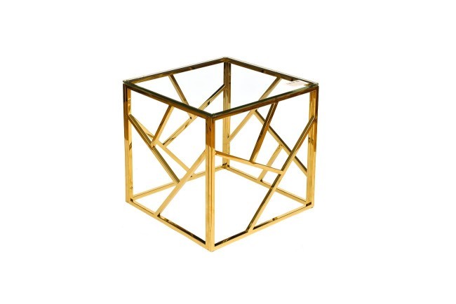 Стол журнальный прозр.стекло/золото 50*50*50см (00003060)