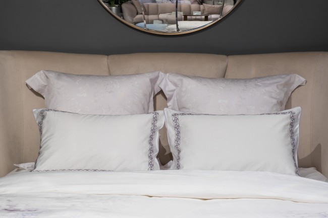 Комплект наволочек сатин вышивка Фиори,сиренево-белый, 50*70см (2шт) (TT-00015273)