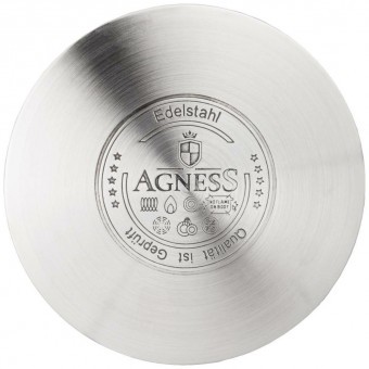 Кастрюля agness со стеклянной крышкой, нерж.сталь, серия black marble 4,6л 22х12,5см Agness (937-308)