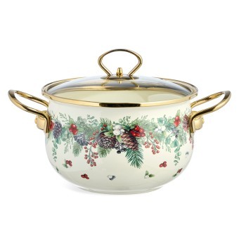 Кастрюля эмалированная agness со стеклянной крышкой серия "celebration", 2.8 л, 20*12 см Agness (943-084)