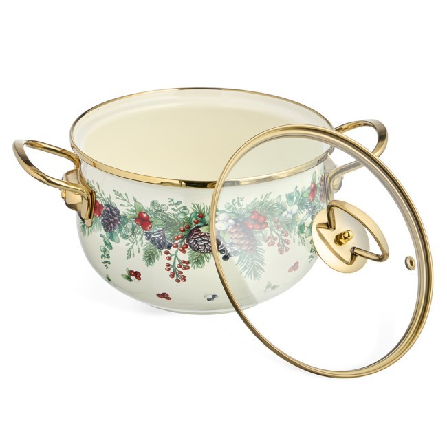 Кастрюля эмалированная agness со стеклянной крышкой серия "celebration", 2.8 л, 20*12 см Agness (943-084)