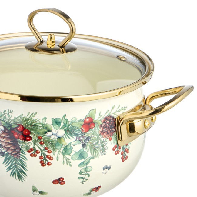 Кастрюля эмалированная agness со стеклянной крышкой серия "celebration", 2.8 л, 20*12 см Agness (943-084)