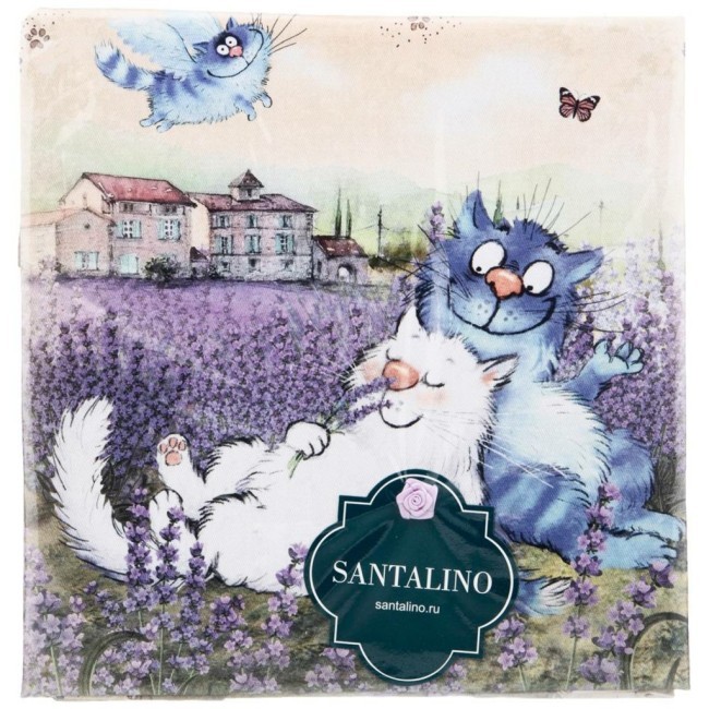 Набор салфеток из 2-х шт  "синие коты. лаванда",40х40см, 100% хлопок,твил, беж Lefard (850-718-81)