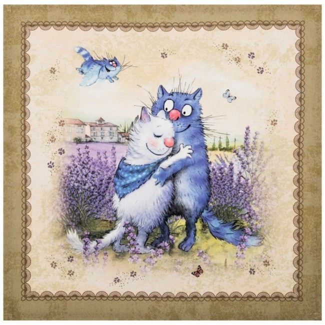 Набор салфеток из 2-х шт  "синие коты. лаванда",40х40см, 100% хлопок,твил, беж Lefard (850-718-81)