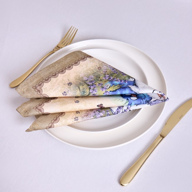 Набор салфеток из 2-х шт  "синие коты. лаванда",40х40см, 100% хлопок,твил, беж Lefard (850-718-81)