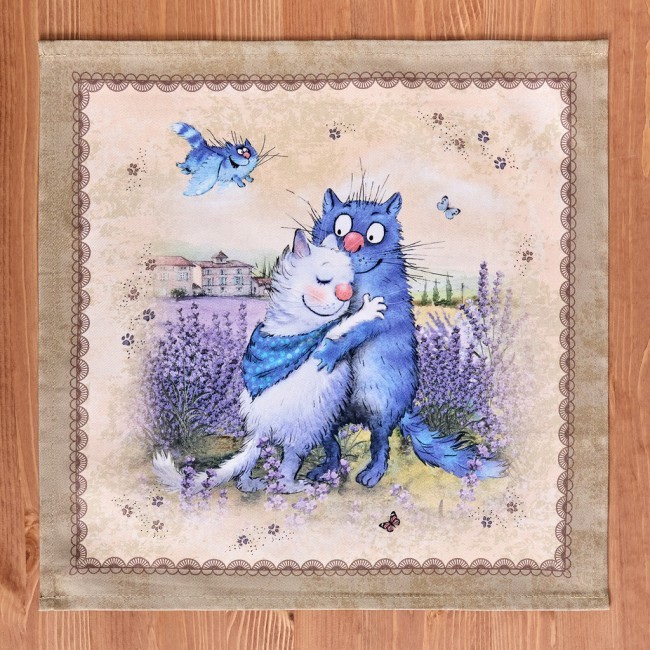 Набор салфеток из 2-х шт  "синие коты. лаванда",40х40см, 100% хлопок,твил, беж Lefard (850-718-81)