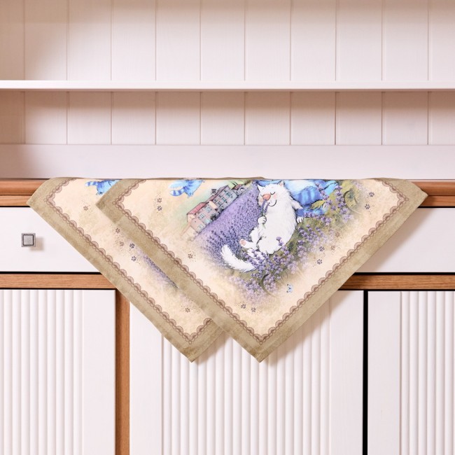 Набор салфеток из 2-х шт  "синие коты. лаванда",40х40см, 100% хлопок,твил, беж Lefard (850-718-81)