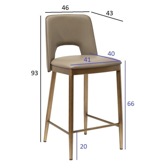 Стул барный экокожа бежевый+бронза 43*46*93см (TT-00013153)