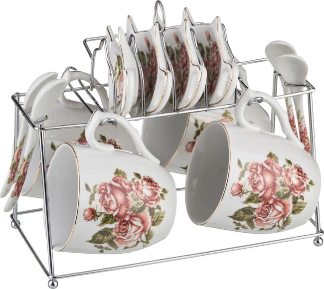 Чайный набор на 4 персоны 12 пр. на метал.подставке 250 мл. Lefard (69-2224)