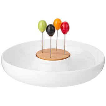 Менажница lefard "native" 2 секции 23*4,5 см, 4 вилочки Lefard (474-212)