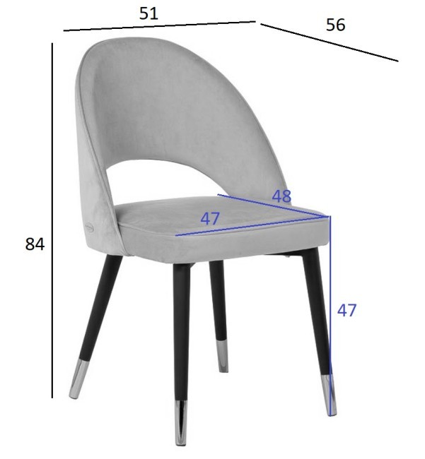Стул велюр серо-бежевый 51*56*84см, наконечники мат.золото (TT-00013558)