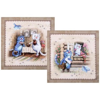 Набор салфеток из 2-х шт  "синие коты. любовь моя",40х40см, 100% хлопок,твил, беж Lefard (850-719-81)