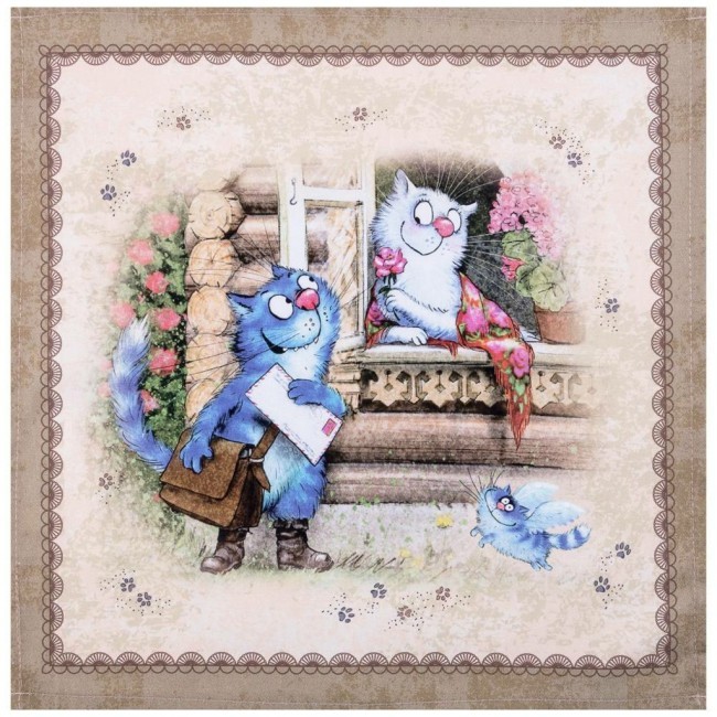 Набор салфеток из 2-х шт  "синие коты. любовь моя",40х40см, 100% хлопок,твил, беж Lefard (850-719-81)