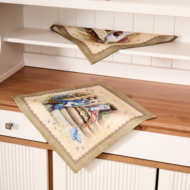 Набор салфеток из 2-х шт  "синие коты. любовь моя",40х40см, 100% хлопок,твил, беж Lefard (850-719-81)