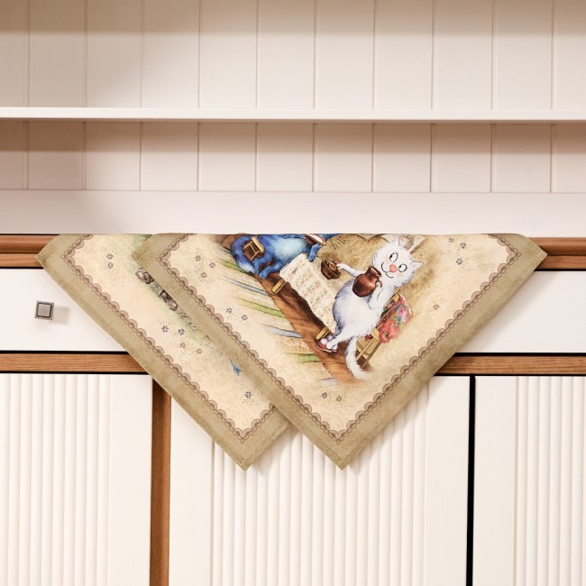 Набор салфеток из 2-х шт  "синие коты. любовь моя",40х40см, 100% хлопок,твил, беж Lefard (850-719-81)