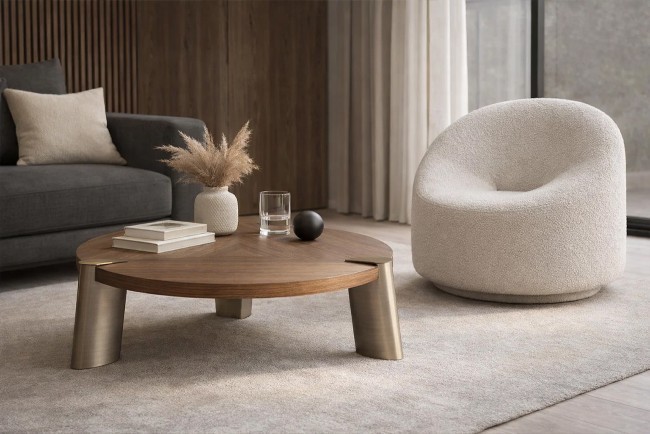 Стол журнальный Конг (Kong) св.орех d138*33см,столешница d120 (TT-00006665)