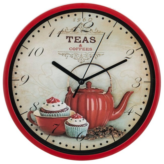 Часы настенные кварцевые "chef kitchen" 25*25*4 см.диаметр циферблата=18 см. Lefard (220-212)