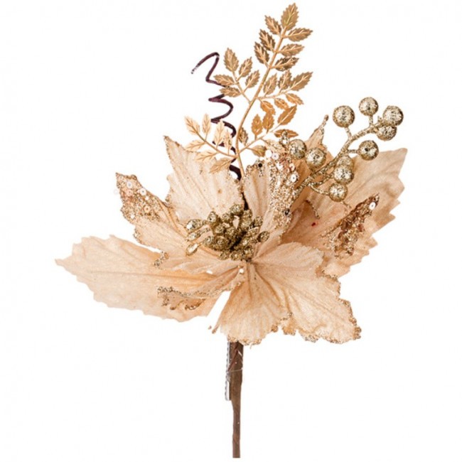Цветок искусственный "пуансетия" длина=30 cm на клипсе Lefard (241-1835)