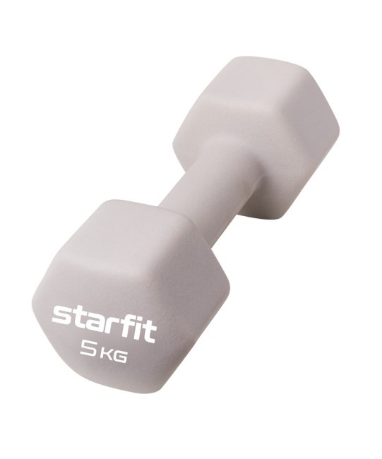 Гантель неопреновая Starfit DB-201 5 кг, тепло-серый пастель (2103523)