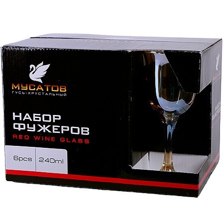 Набор 6-ти бокалов д/вина Золотистый мёд 240 мл (ME863-05) Набор 6-ти бокалов д/вина Золотистый мёд 240 мл (ME863-05)