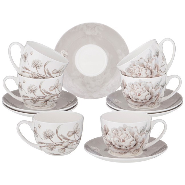 Чайный набор lefard "white flower" на 6пер. 12пр. 330мл серый Lefard (415-2138)