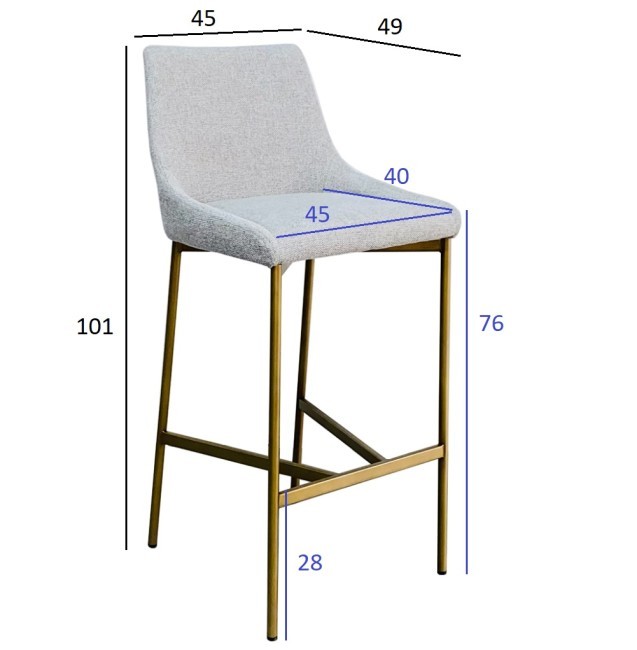 Стул барный белый+бронза 45*49*101см (TT-00013154)