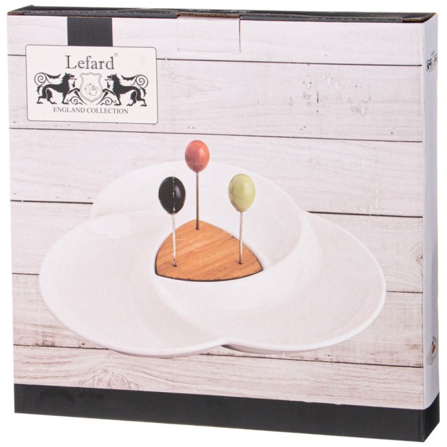 Менажница lefard "native" 4 секции 31*3 см, 3 вилочки Lefard (474-213)