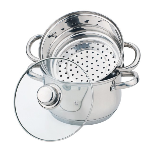 Кастрюля-пароварка agness 2-х ярусная, 3 предмета, серия "classic" диаметр=18см, 2,5л Agness (933-500)