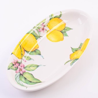 Блюдо сервировочное овальное Лимонный праздник доломит LR (60178)