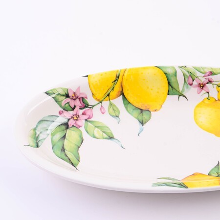 Блюдо сервировочное овальное Лимонный праздник доломит LR (60178)