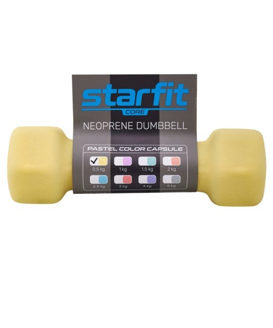 Гантель неопреновая STARFIT DB-201 0,5 кг, желтый пастельный (2103505)