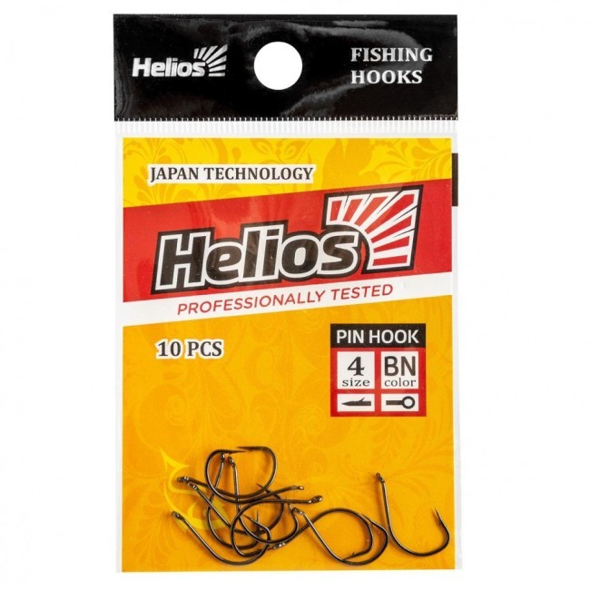 Крючок Helios Pin hook с кольцом №4 цвет BN (10 шт) HS-PH-BN-4 (78292)