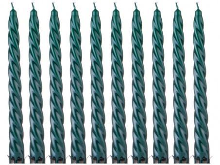 Набор свечей из 10 шт. лакированный зеленый высота=23 см. Adpal (348-645)