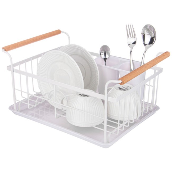 Сушилка для посуды с деревянными ручками белая 36*26*16,5 см (кор-6шт) Agness (917-100) Сушилка для посуды с деревянными ручками белая 36*26*16,5 см (кор-6шт) Agness (917-100)