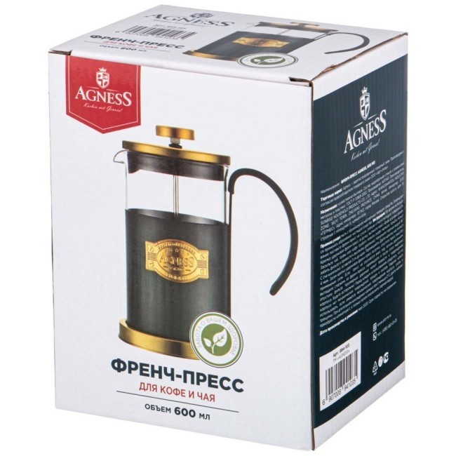 Френч-пресс agness "тюдор" 600 мл Agness (894-103) Френч-пресс agness "тюдор" 600 мл Agness (894-103)