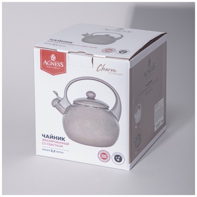 Чайник agness эмалированный со свистком серия "charm", 2,2л Agness (934-603)