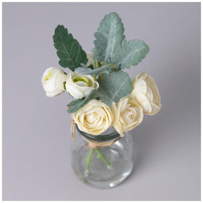 Букет искусственных цветов в круглой вазе высота= 16см Lefard (287-556)