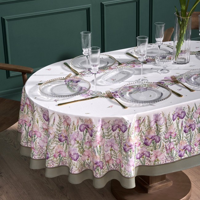Скатерть овальная "ирисы" ,160х220см,100% хлопок,твил c пропиткой белый Lefard (850-743-41) Скатерть овальная "ирисы" ,160х220см,100% хлопок,твил c пропиткой белый Lefard (850-743-41)