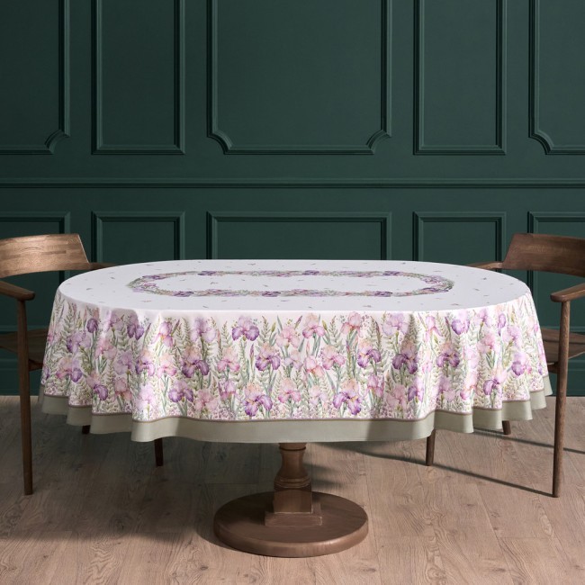Скатерть овальная "ирисы" ,160х220см,100% хлопок,твил c пропиткой белый Lefard (850-743-41) Скатерть овальная "ирисы" ,160х220см,100% хлопок,твил c пропиткой белый Lefard (850-743-41)