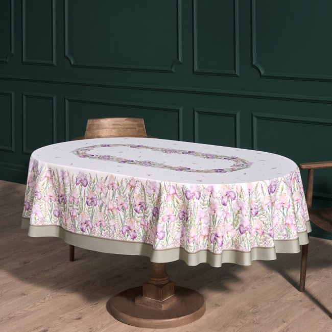 Скатерть овальная "ирисы" ,160х220см,100% хлопок,твил c пропиткой белый Lefard (850-743-41) Скатерть овальная "ирисы" ,160х220см,100% хлопок,твил c пропиткой белый Lefard (850-743-41)
