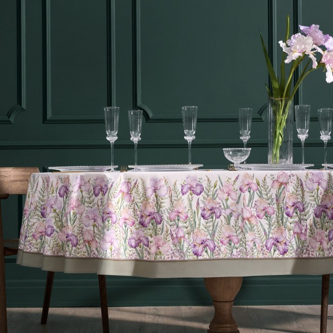 Скатерть овальная "ирисы" ,160х220см,100% хлопок,твил c пропиткой белый Lefard (850-743-41) Скатерть овальная "ирисы" ,160х220см,100% хлопок,твил c пропиткой белый Lefard (850-743-41)